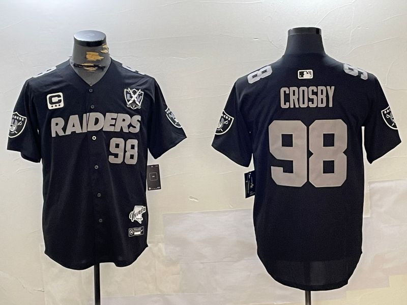 Men Oakland Raiders #98 Crosby Black five generations 2024 Nike Limited NFL Jersey style 2